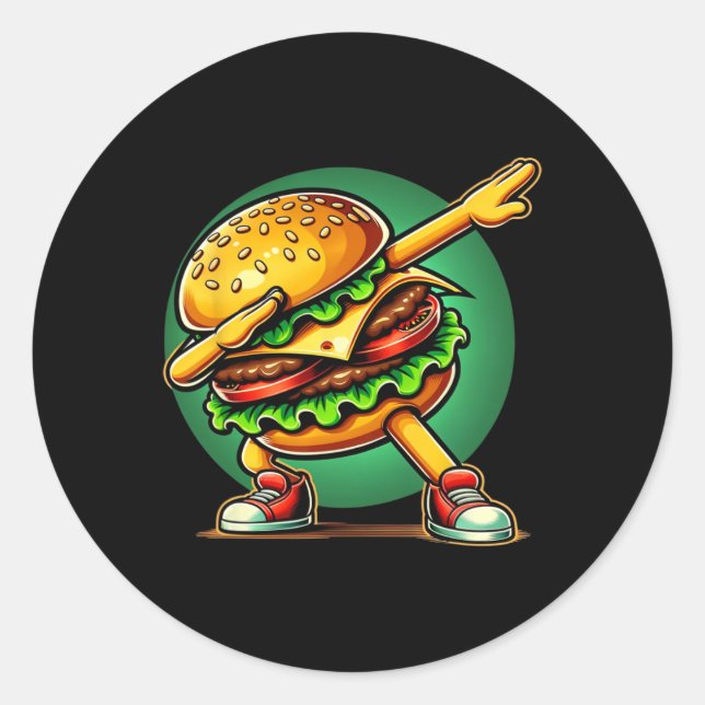 Burger Dabbing Funny Burger Hamburger Food Runder Aufkleber (Vorderseite)