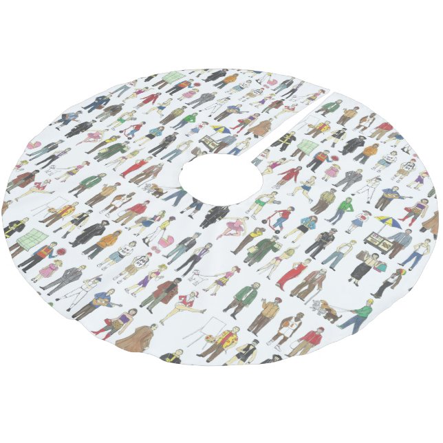 Bürger der Nachbarschaft des NYC New York City Polyester Weihnachtsbaumdecke (Schrägansicht)