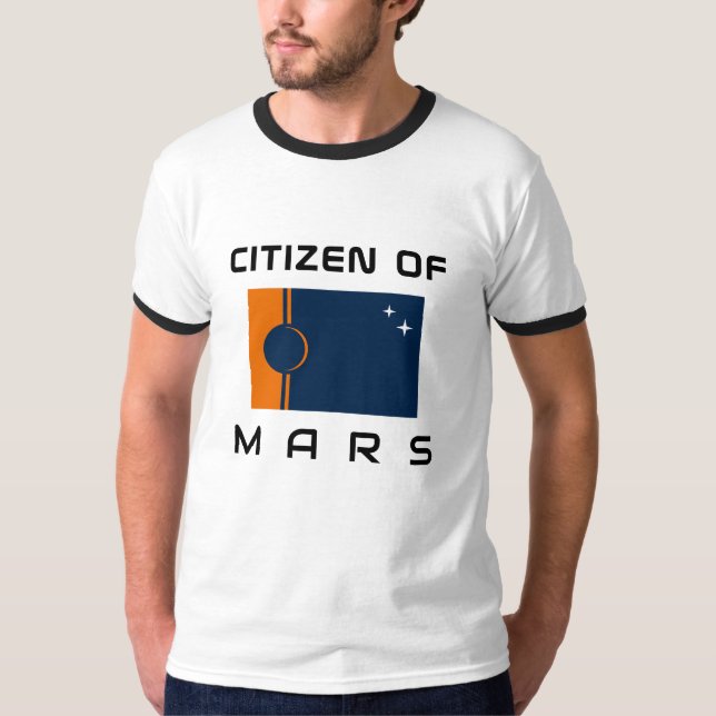 Bürger des Mars T - Shirt mit der Marsflagge (Vorderseite)