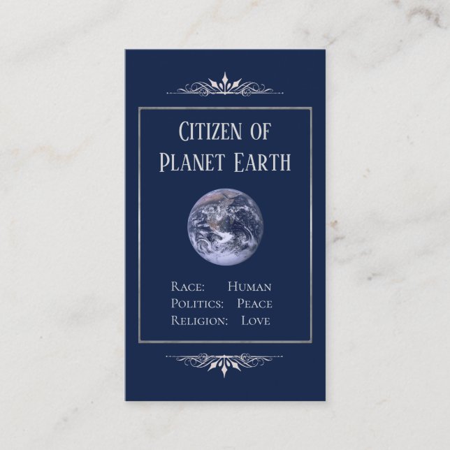 Bürger des Planeten Erde Visitenkarte (Vorderseite)