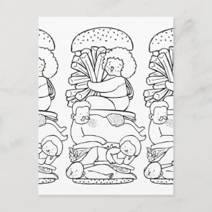Burger Doodle Art Postkarte