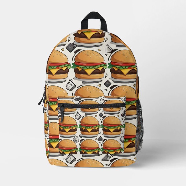 "Burger Doodles Bedruckter Rucksack (Vorderseite)