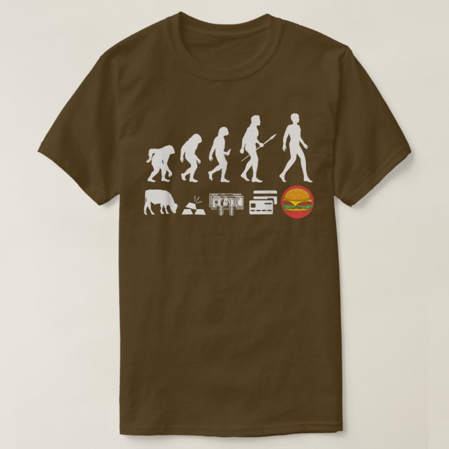 Burger Evolution, Cheeseburger Fast Food Barbecue T-Shirt (Design vorne)