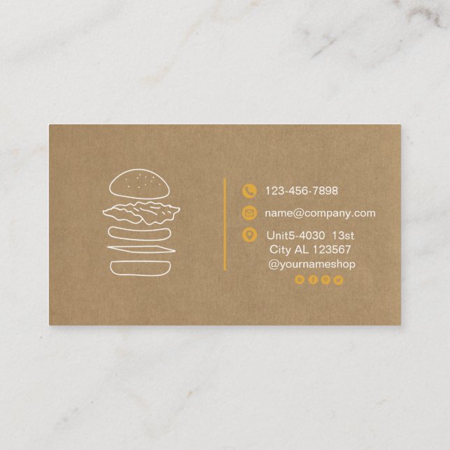 Burger Fast Food Business Card Visitenkarte (Rückseite)