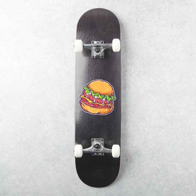 Burger Fast Food Cartoon Aufkleber (Skateboard)