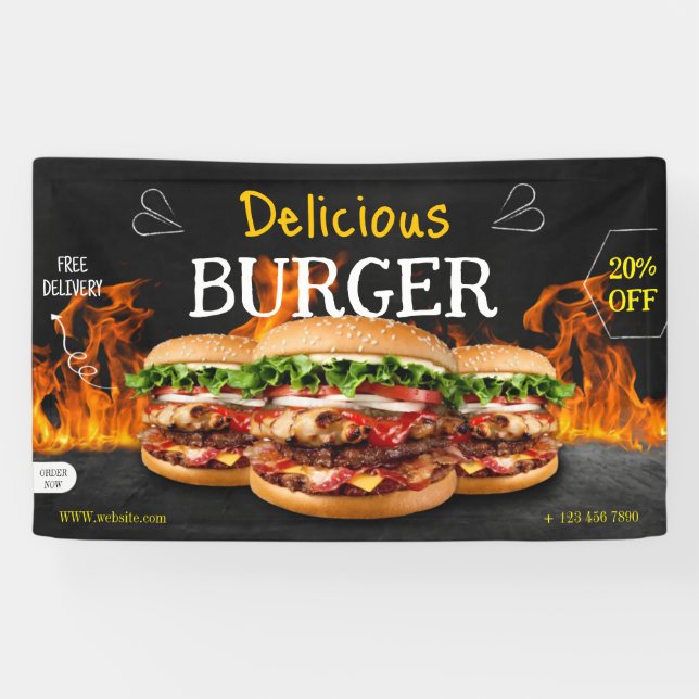 Burger Fast Food Grill Hamburger Party niedlich Banner (Horizontal)