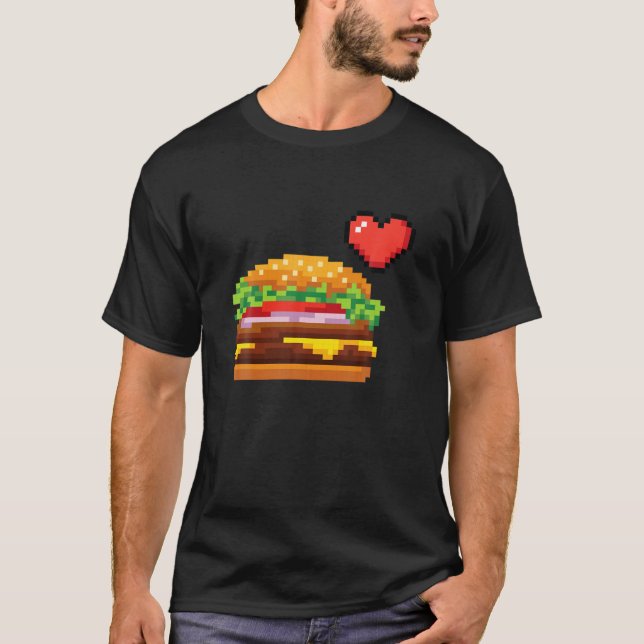 Burger Fastfood Videogame Funny Gamers Pixel D T-Shirt (Vorderseite)
