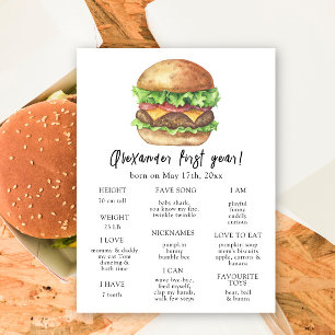 Burger First Birthday Milestone Geburtstag Poster
