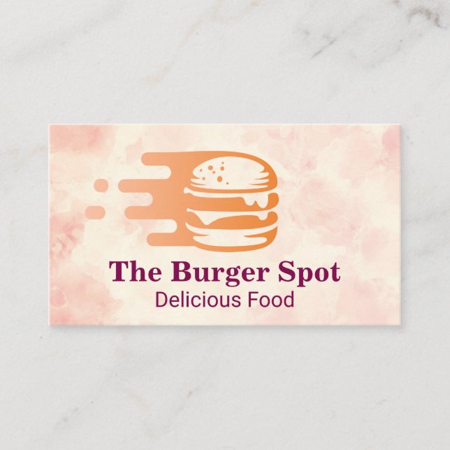 Burger Flying Grafik | Restaurant Visitenkarte (Vorderseite)