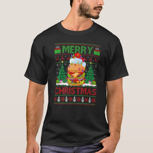 Burger Food  Xmas Tree Ugly Santa Burger Christmas T-Shirt (Vorderseite)