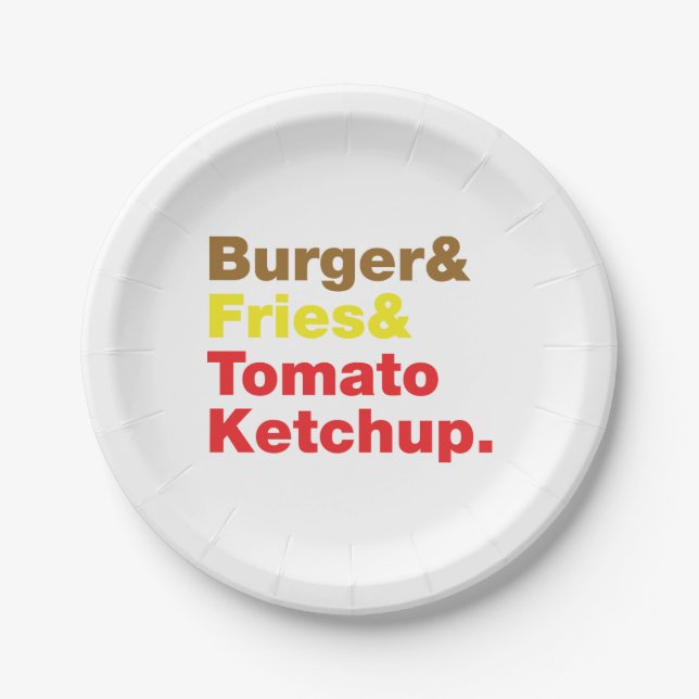 Burger & Fries & Tomato Ketchup. Pappteller (Vorderseite)