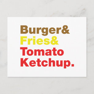 Burger & Fries & Tomato Ketchup. Postkarte