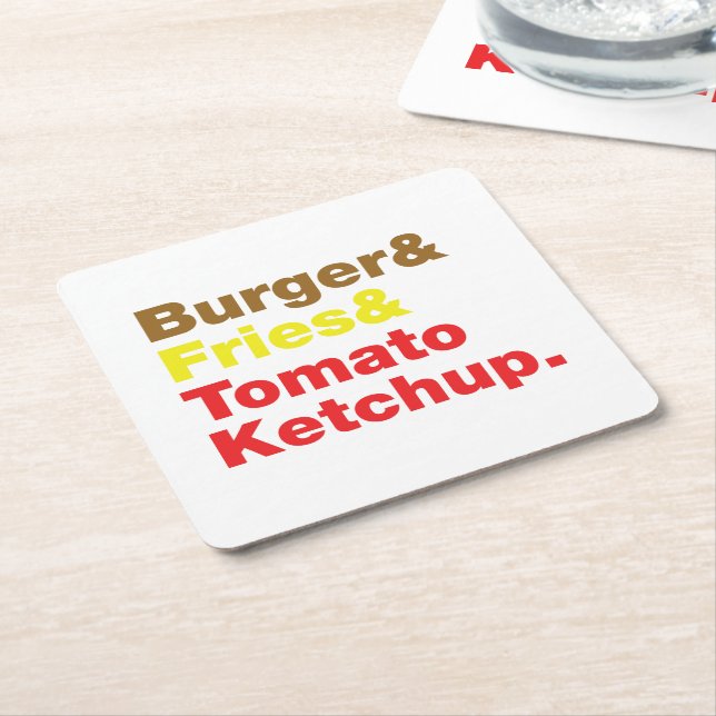 Burger & Fries & Tomato Ketchup. Rechteckiger Pappuntersetzer (angewinkelt)