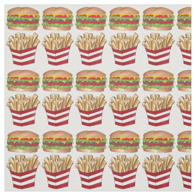 Burger Fry French Fries Fast Food Fabric Stoff (Muster)