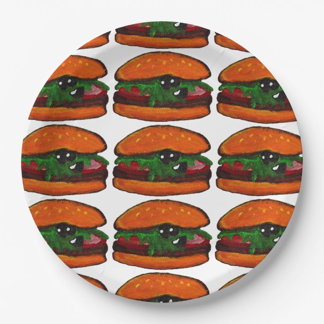 Burger-Geburtstagsfeier Pappteller (Vorderseite)