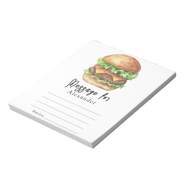 Burger GRILLEN Time Capsule Message Notizblock (Rotiert)