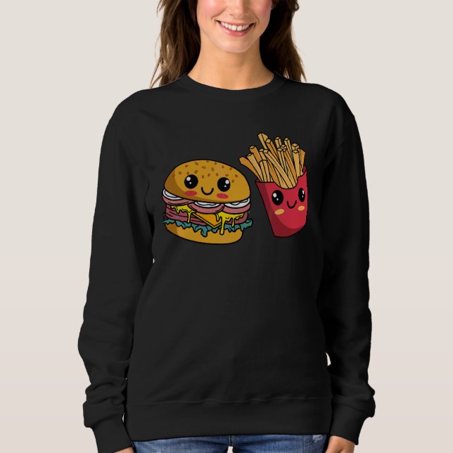 Burger Hamburger French Fries Fast Food Sweatshirt (Vorderseite)