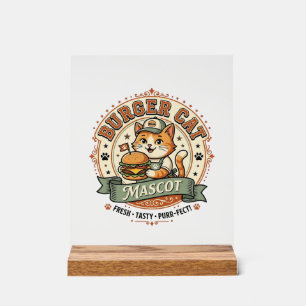 Burger-Katze-Maskottchen-Katze-Fast-Food-Maskottch Acrylschild