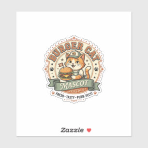 Burger-Katzen-Maskottchen Katze Fast-Food-Maskottc Aufkleber