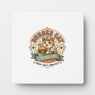 Burger-Katzen-Maskottchen Katze Fast-Food-Maskottc Fotoplatte
