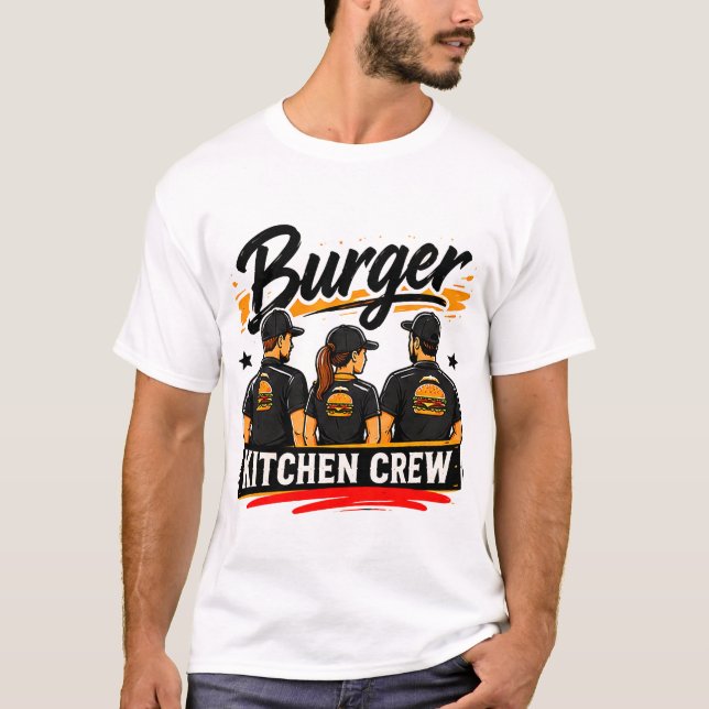 🍔 Burger-Küchen-Crew Restaurant-Personal 👨‍🍳 T-Shirt (Vorderseite)