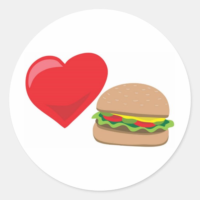 Burger Liebe! Personalisierbar: Runder Aufkleber (Vorderseite)