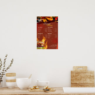 Burger Menu Poster – Modern Restaurant Menu Design