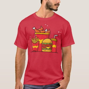 Burger mit französischer Friese und Soda aus gebra T-Shirt