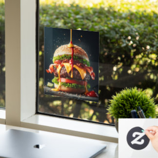 Burger mit Spritzsoße Fensteraufkleber