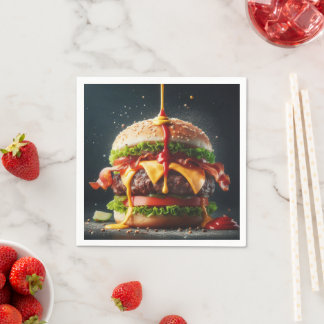 Burger mit Spritzsoße Serviette