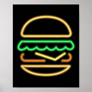 Burger Neon - Stil eines Clic 80er Retro Neon-Zeic Poster