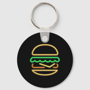 Burger Neon - Stil eines Clic 80er Retro Neon-Zeic Schlüsselanhänger