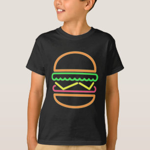 Burger-Neont-shirt - klassischer 80er Retro T-Shirt