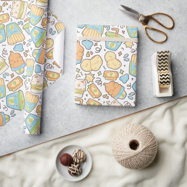 Burger-niedliches Wrapping-Papier Geschenkpapier (Kunsthandwerk)