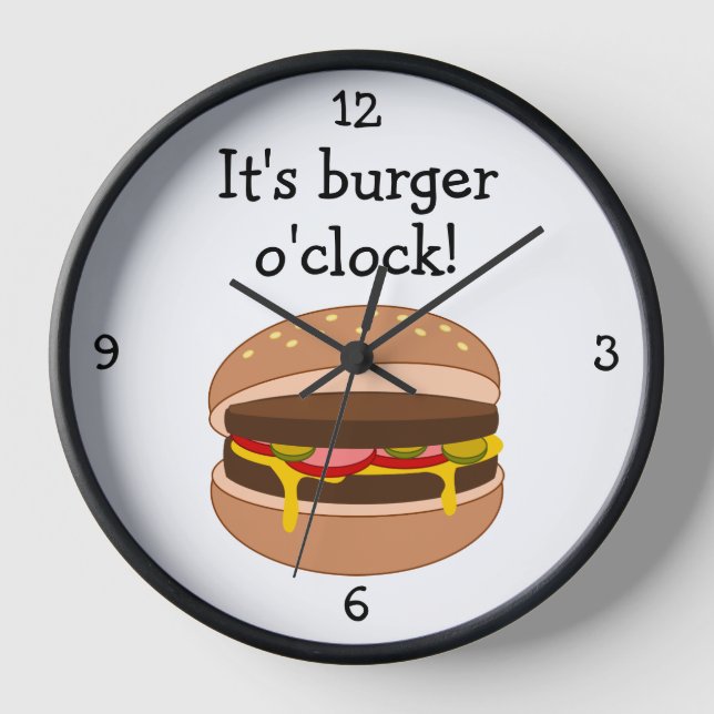Burger O'Clock Spaß-Food-Grafik Wanduhr (Vorderseite)