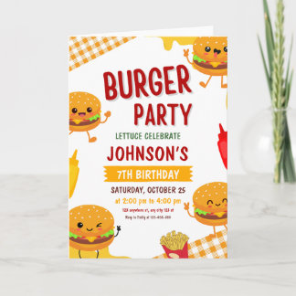 Burger Party Geburtstagseinladung, GRILLEN im Hint Einladung
