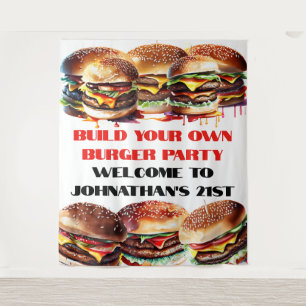 Burger-Party im Fast Food-Käsegänger Spaß Wandteppich