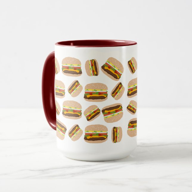 Burger Pattern Fun Feinschmecker Tasse (Vorderseite Links)