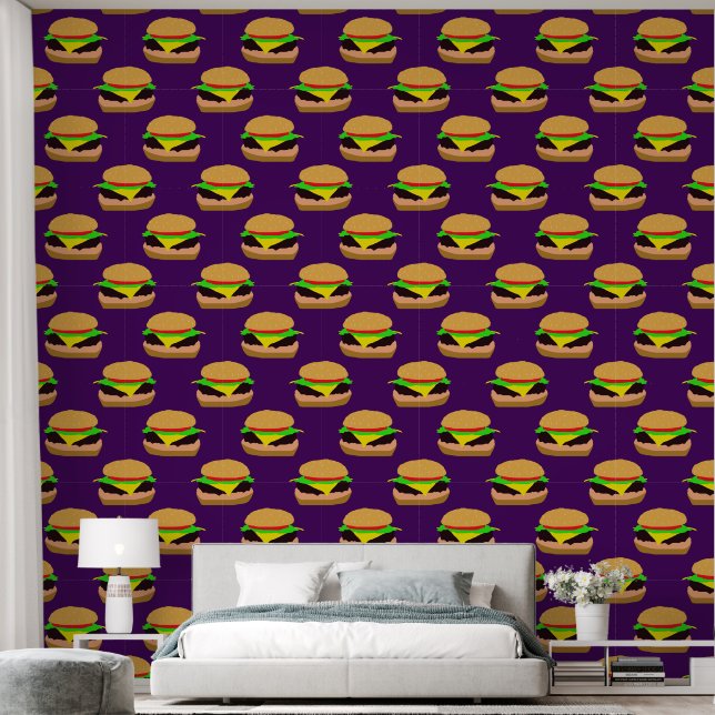 Burger Pattern Tapete (Schlafzimmer)