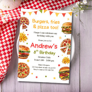 Burger & Pizza Geburtstags-Feinschmecker-Geburtsta Einladung