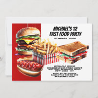 Burger Pommes frites Hotdog Fast Food Party rot