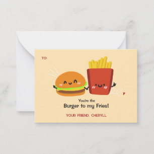 Burger & Pommes Frites Lustige Valentinstagskarte Mitteilungskarte