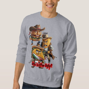 Burger, Pommes, Taco im Wilden Westen auf einem Sweatshirt