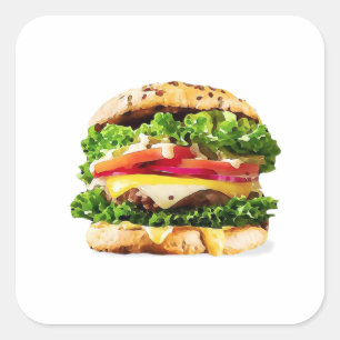 Burger Quadratischer Aufkleber