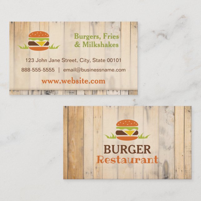 Burger Restaurant Business Card Visitenkarte (Vorne/Hinten)