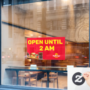 Burger-Restaurant-Logo anpassen  Bis 2 Uhr geöffne Fensteraufkleber