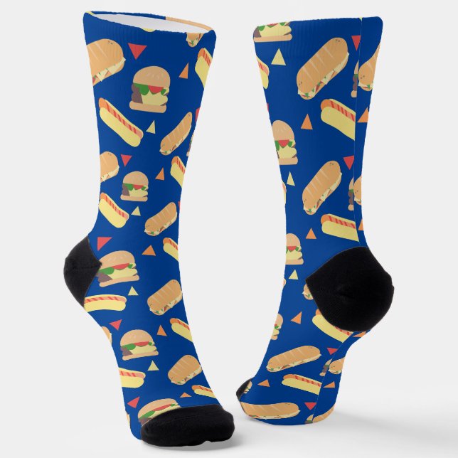 Burger Sandwich Party Restaurant Pattern Socks Socken (Gewinkelt)