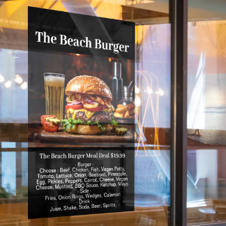 Burger Shop Meal Fast Food Restaurant Bar Business Fensteraufkleber