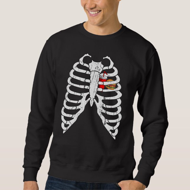 Burger Skeleton Xray Hamburger Fast Food Französis Sweatshirt (Vorderseite)