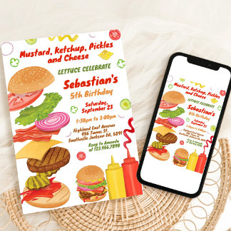 Burger-Snack-Party-Einladung zum Geburtstag Einladung